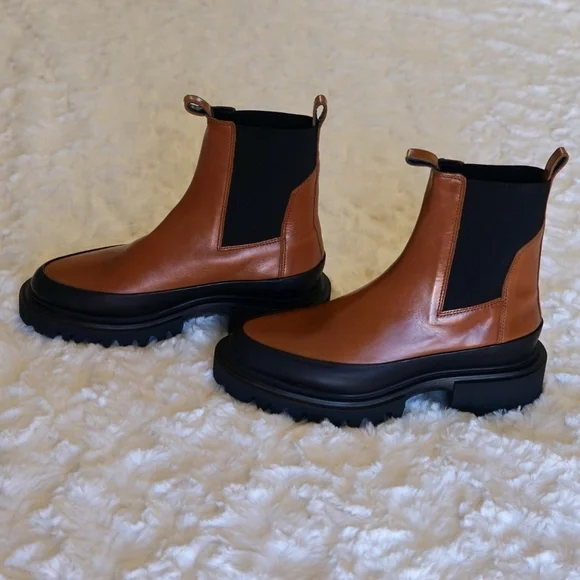 All Saints Harlee Lug Sole Chelsea pull on Leather Boot  - Tan brown - 37/ 7US - Picture 4 of 11